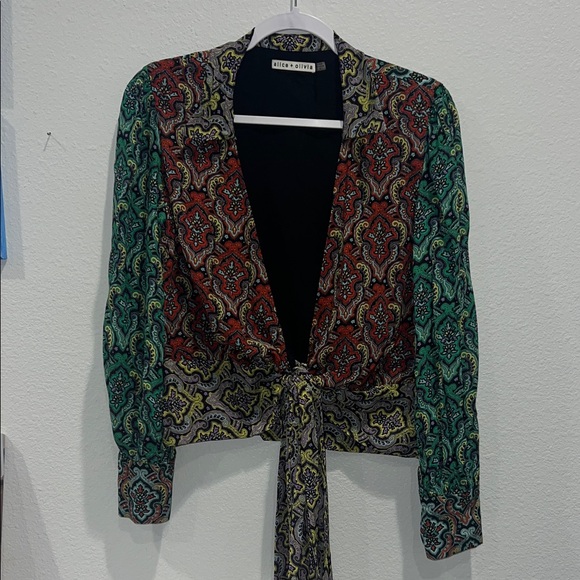 Alice + Olivia Red and Green Paisley Top - Picture 2 of 6